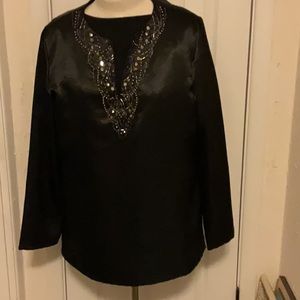 🔥JONES NEW YORK SIGNATURE Black Tunic Beautiful Embellishments  Large $129